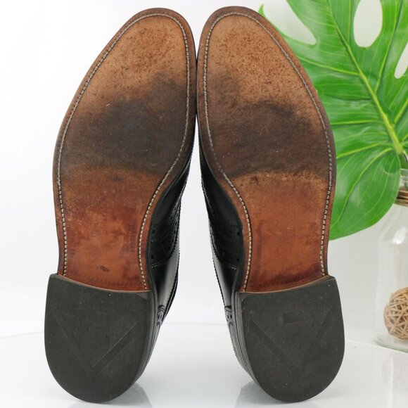 Allen Edmonds Mens McAllister Oxford Size 9.5 C Black Leather Dress Shoe Wingtip - Picture 10 of 12